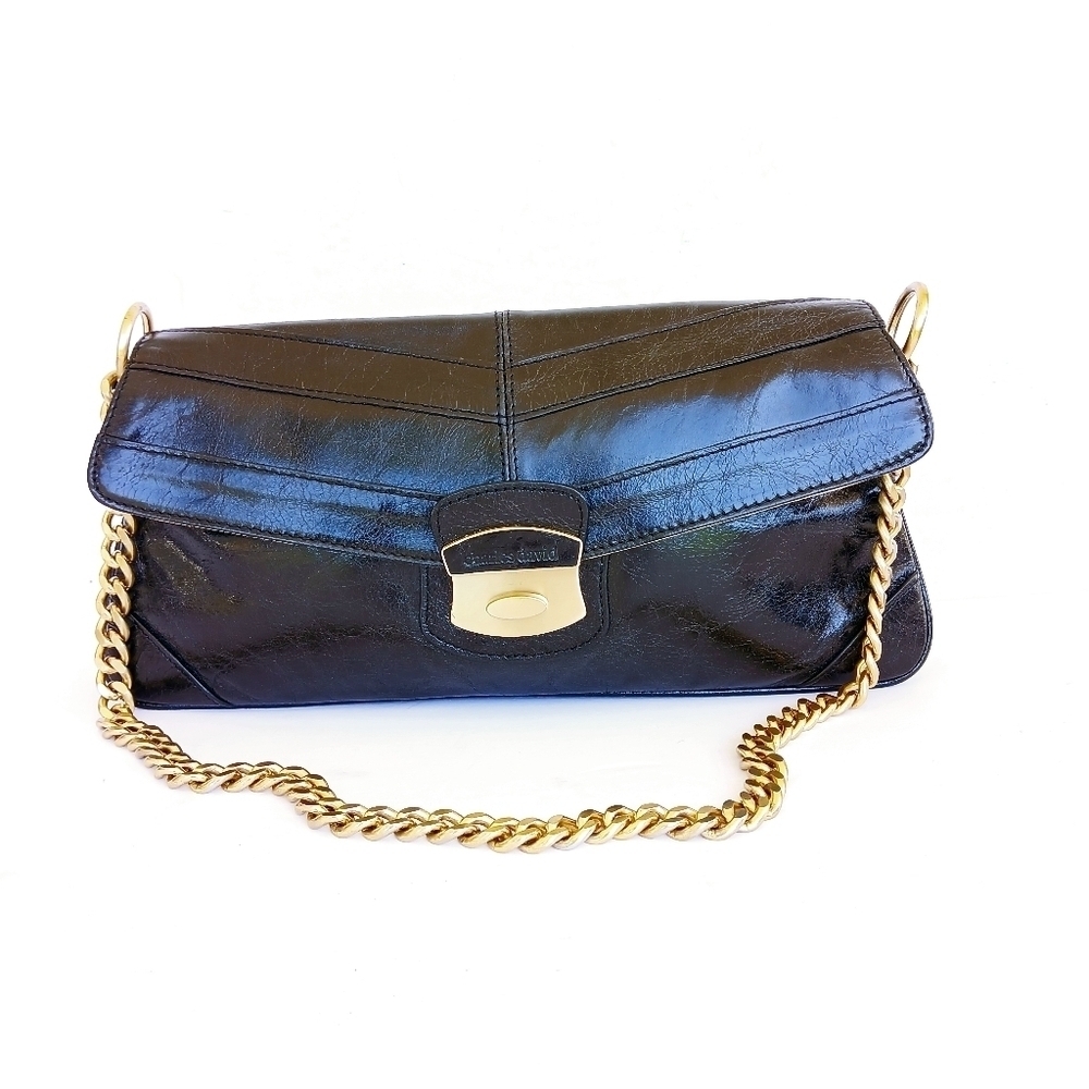 Charles David Leather Handbag Black Gold